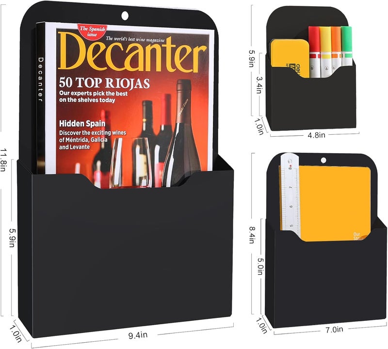 COMFYROOM Magnetic File Holder, 3 Pack Magnetic Paper Holder for Refrigerator, File Cabinets and Fridge, Magnetic Pocket Wall Hanging File Organizer, Magnetic File Folder Case for Mail Letter Notebook Planners - Image 2